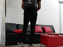 Teen bent over fucked by delivery guy