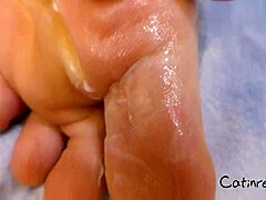 Teen Feet Tease with Creamy Smear