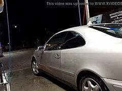 Car wash turns into transsexual outdoor fun