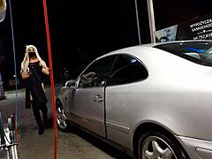 Car wash turns into transsexual outdoor fun