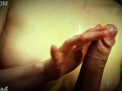 Milf’s oiled natural tits perfect for titjob