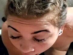Bold Brunette RV Blowjob POV