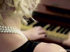 Blonde beauty spills on steamy fun