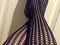 Stockings fetish babe teases in late night session