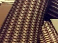 Stockings fetish babe teases in late night session