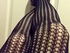 Stockings fetish babe teases in late night session