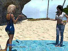 Blond beauty's seaside charm