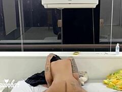 Tattooed Brunette Fucked Hard by Monster Cock in Public