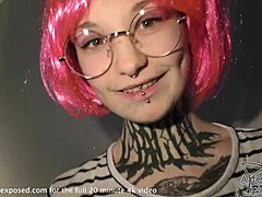 Inked teen delivers epic facial POV