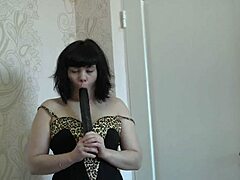 Green Pantyhose Pussy Fucked by Big Dildo