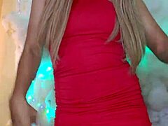 Trans woman shines in red glow