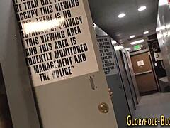 Babe Jizzed Hard At Gloryhole After Sucking
