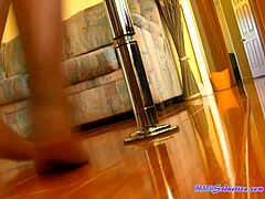 EBONY SIZZLES ON POLE