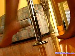 EBONY SIZZLES ON POLE