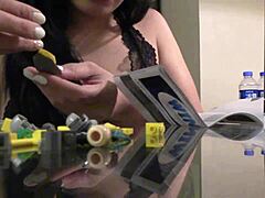 German Asian Builds Lego In Lingerie POV