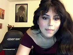 Emotional Webcam Release with Chubby Shemale