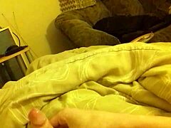 bedroom wank with long thin cock