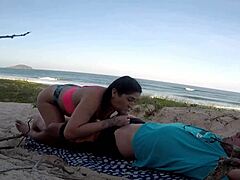 Raw African chick fucked hard in public beach