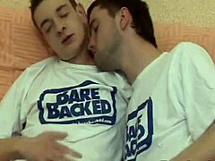 Gay Bareback Cum Swapping After Rough Fuck