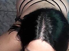 Amateur sucks huge cock to climax