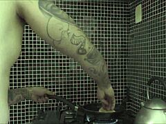 Tattooed wife’s clothes ripped for ruthless blowjob