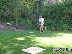 Sporty teen's hole after practicing