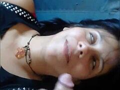 Latina teen sucked and tit-fucked outdoors