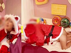 wild christmas cosplay with raw toy teasing action