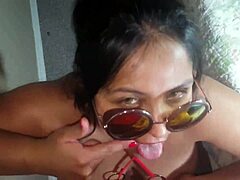 cute latina eyes while i swallow cum