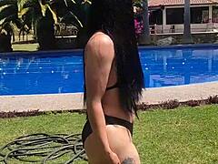 Latina's Poolside Anal Romance