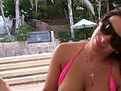 Latina Sizzles Poolside in POV