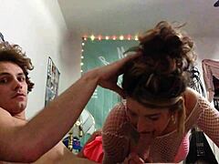italian brunette’s teasing blowjob before bending over