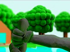 Claymation figure teases herself to climax