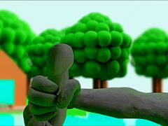 Claymation figure teases herself to climax