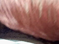 Ebony shaft gets messy oral on couch
