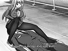 anime babe gives a footjob