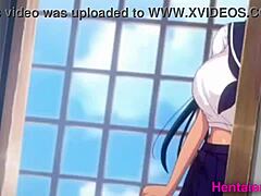Anime girl in passionate intimate moment
