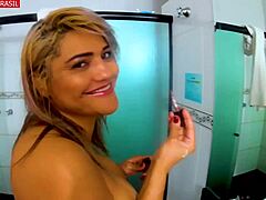 Blonde in wild group scene