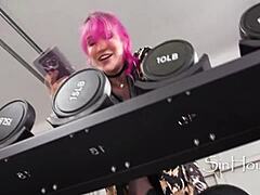 Pink-Haired Beauty's Free Gym Spirit