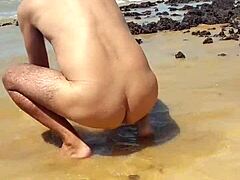 African shemale solo beach striptease