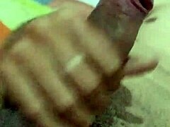 Rich cumshot from a quick solo handjob