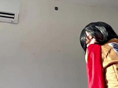 Mikasa sips dreams on otaku stool