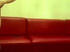 Young gay Asian bareback on sofa