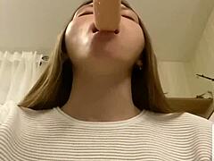 Relentless Girl Sucking Cock with Dildo