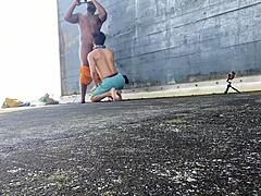 Daddyblackxxx1 pounds ericsockz in outdoor session