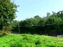 Redhead's public backside thrill