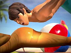 3D Beach Babe in Oily Action
