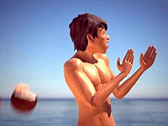 3D Beach Babe in Oily Action