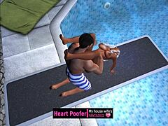 Cartoon Lady's Bold Public Pool Move