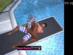 Cartoon Lady's Bold Public Pool Move
